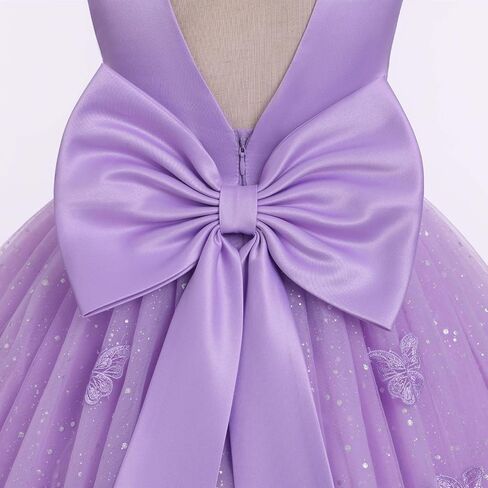 IDOPIP Toddler Baby Girls Shiny Butterfly Tutu Dress Birthday Party Pageant Flower Girl Wedding V-Backless Bowknot Dresses in Saudi Arabia
