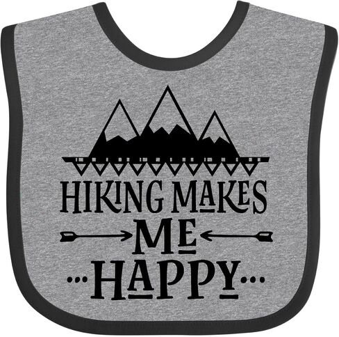 inktastic Hiking Makes Me Happy Mountain Hiker Baby Bib in Saudi Arabia