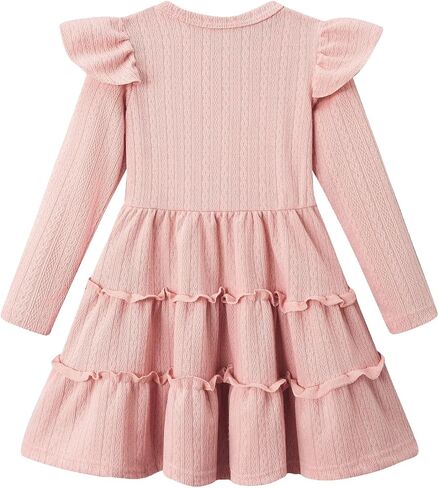 Toddler Girl Dress Baby Ruffle Long Sleeve Casual Pleated Fall Dresses in Saudi Arabia