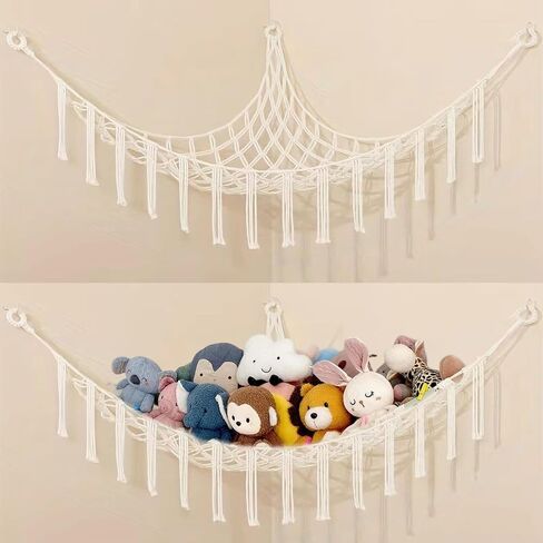 Stuffed Animal Storage Hammock or Corner Hanging Organizer, Large Toy Storage Net for Room Decor, Cute Stuff Animal Organizers Plush Holder for Home Decor in Saudi Arabia