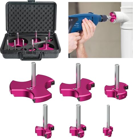 7Pcs Triple Blade PVC Pipe Reamer Kit 3 Blades Pipe Fitting Saver Tool for Plumbing with Triple Blade 1/4 Inch Hex Shaft for PVC SCH40 ABS CPVC (3/4" 1" 1-1/4" 1-1/2" 2" 3" 4") Plastic Fitting Reamer in Saudi Arabia