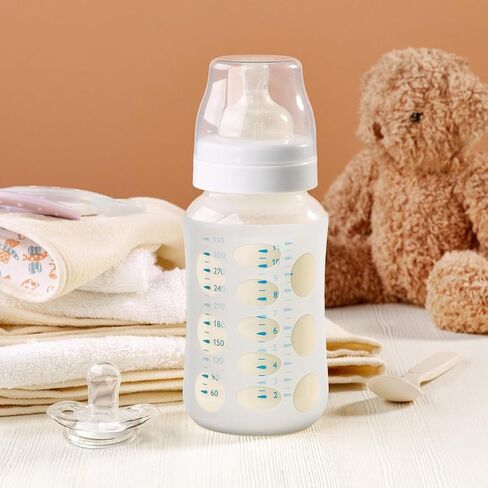 Kisangel 4pcs Milk Bottle Sleeves, Silicone Sleeves for Glass Bottle, Wide Caliber, Baby Supplies in Saudi Arabia