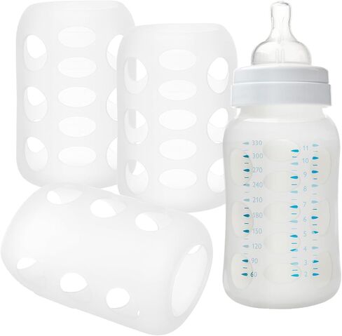 Kisangel 4pcs Milk Bottle Sleeves, Silicone Sleeves for Glass Bottle, Wide Caliber, Baby Supplies in Saudi Arabia