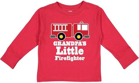 تي شيرت Inktastic Grandpa Little Firefighter Boys Fire Truck للأطفال الصغار بأكمام طويلة in Kuwait