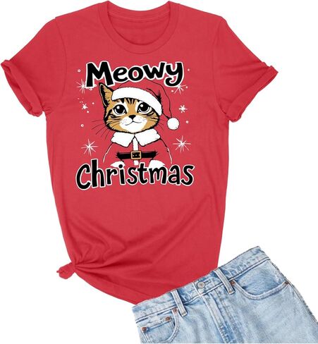 تي شيرت Go All Out Meowy Christmas Funny Santa Cat للرجال والنساء والشباب in Saudi Arabia