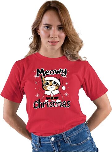 تي شيرت Go All Out Meowy Christmas Funny Santa Cat للرجال والنساء والشباب in Saudi Arabia