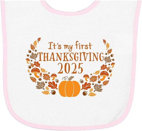 inktastic It's My First Thanksgiving 2025 Baby Terry Cloth Bib in Saudi Arabia