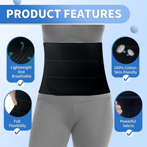 حزام البطن بعد الجراحة - حزام ضغط مرن لشد البطن - مسامي، ناعم، صديق للبشرة - (30 بوصة - 45 بوصة) 3 ألواح - 9 بوصة أسود in Kuwait