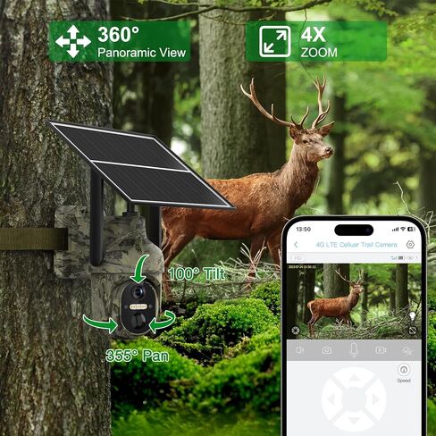 كاميرات تريل خلوية 4G LTE، كاميرا تريل تعمل بالطاقة الشمسية مع عرض مباشر 2K 360 درجة، كاميرا ألعاب نشطة بالحركة، بطاقة SIM مدمجة، كاميرا أمان 4G خارجية مع رؤية ليلية ملونة in Kuwait
