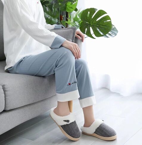 Women's Comfy House Slippers Memory Foam Fuzzy Bedroom Scuffs Slippers Indoor Outdoor Anti Skid Home Shoes with Warm Plush Lining in Saudi Arabia