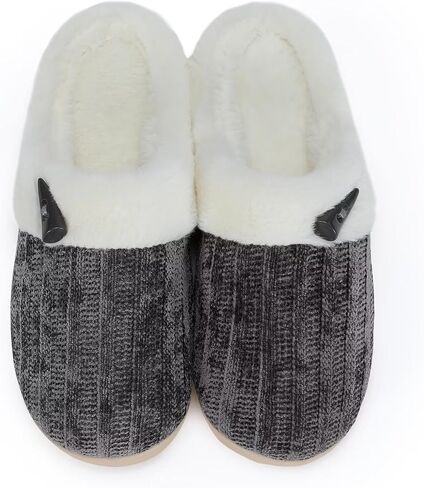 Women's Comfy House Slippers Memory Foam Fuzzy Bedroom Scuffs Slippers Indoor Outdoor Anti Skid Home Shoes with Warm Plush Lining in Saudi Arabia