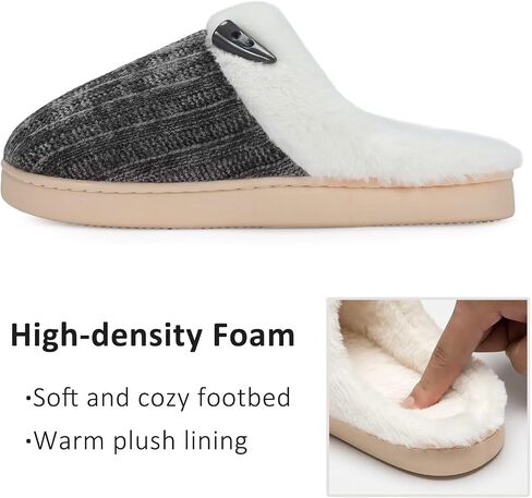 Women's Comfy House Slippers Memory Foam Fuzzy Bedroom Scuffs Slippers Indoor Outdoor Anti Skid Home Shoes with Warm Plush Lining in Saudi Arabia