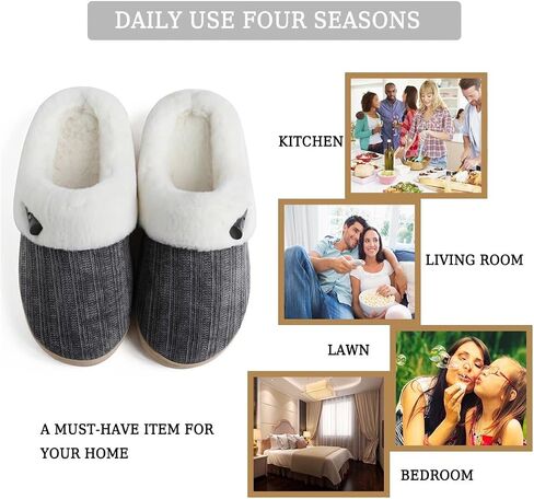 Women's Comfy House Slippers Memory Foam Fuzzy Bedroom Scuffs Slippers Indoor Outdoor Anti Skid Home Shoes with Warm Plush Lining in Saudi Arabia