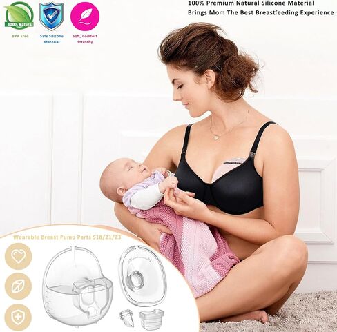Breast Pump Parts Flange Shield 24mm Duckbill Valve Silicone Diaphragm Milk Collector Cup Set Overall Accessories Wearable Portable Compatible with MOMMED Mumgaroo MISSAA Bioby S18 S21, 2 Packs 12 Pcs in Saudi Arabia