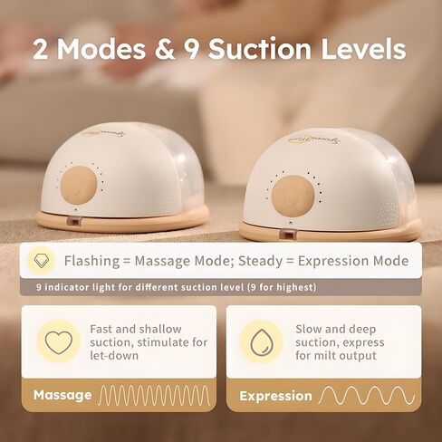 W2 Hands Free Heated Breast Pump, Electric Portable Wearable Breastfeeding Pump, Comfort 2 Modes & 9 Levels Hospital Grade Suction for More Milk, Leakproof, Ultra-Slim and Quiet, 24mm-2 Pack in Saudi Arabia