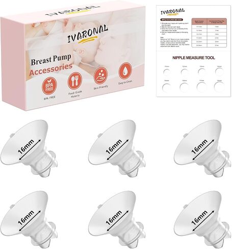 حشوة شفة مطورة 16 مم مع شريط سحب وشكل مثلث لمضخات الثدي Momcozy/Spectra/Medela/eufy/TSRETE/Elvie/Lansinoh، مناسبة للدروع/الحواف مقاس 24 مم لمعظم المضخات، 6 قطع 16 مم in Kuwait