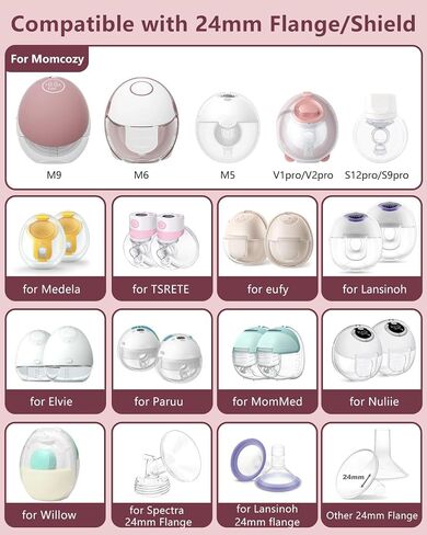حشوة شفة مطورة 16 مم مع شريط سحب وشكل مثلث لمضخات الثدي Momcozy/Spectra/Medela/eufy/TSRETE/Elvie/Lansinoh، مناسبة للدروع/الحواف مقاس 24 مم لمعظم المضخات، 6 قطع 16 مم in Kuwait