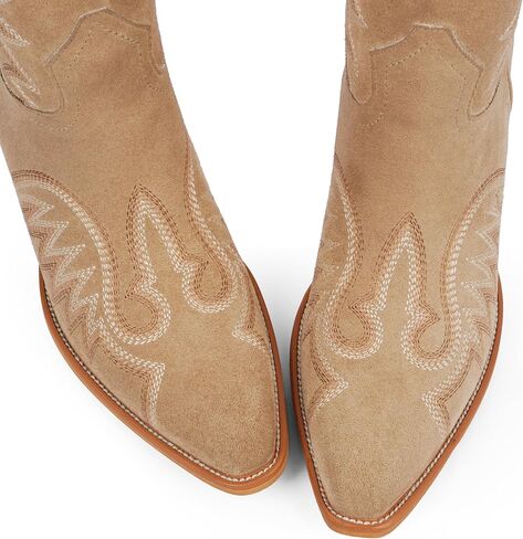 Womens Cowboy Boots Knee High Cowgirl Boots Chunky Heel Embroidery Western Boots for Women in Saudi Arabia
