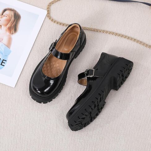 Mary Jane Shoes Women Platform Mary Janes for Women Ladies Chunky Maryjane Flats Non Slip Shoe Dress Casual Comfortable School Shoes in Saudi Arabia