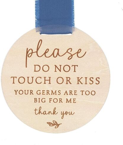 Please Do Not Touch or Kiss Baby Sign, Please Do Not Touch Baby Wooden Sign (Blue) in Kuwait