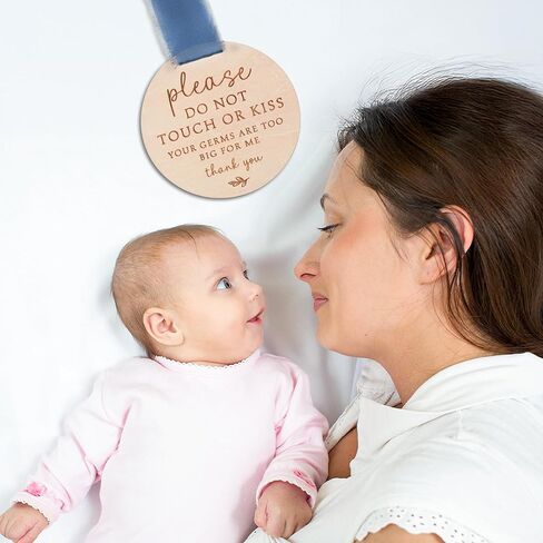 Please Do Not Touch or Kiss Baby Sign, Please Do Not Touch Baby Wooden Sign (Blue) in Kuwait