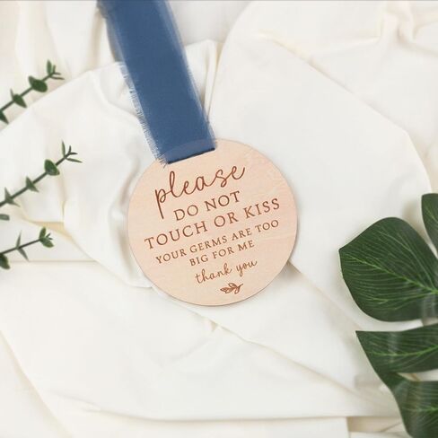 Please Do Not Touch or Kiss Baby Sign, Please Do Not Touch Baby Wooden Sign (Blue) in Kuwait