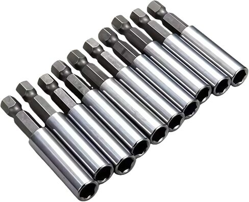 10pcs Magnetic Extension Socket Drill Bit Holder 1/4" Hex Power Tools, 2.36inch Length, Improve Your Power Tool Efficiency, Quick Release Hex Shank Drill Bit Extender Adapter Set in Saudi Arabia