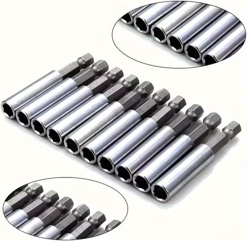10pcs Magnetic Extension Socket Drill Bit Holder 1/4" Hex Power Tools, 2.36inch Length, Improve Your Power Tool Efficiency, Quick Release Hex Shank Drill Bit Extender Adapter Set in Saudi Arabia