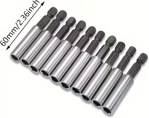 10pcs Magnetic Extension Socket Drill Bit Holder 1/4" Hex Power Tools, 2.36inch Length, Improve Your Power Tool Efficiency, Quick Release Hex Shank Drill Bit Extender Adapter Set in Saudi Arabia