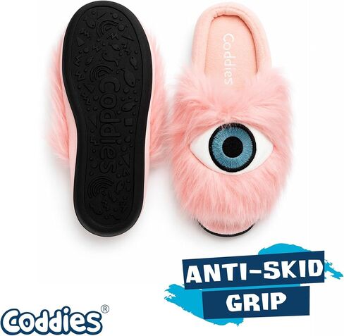 Coddies Eye Slippers - Fuzzy Pink House Slippers - Cozy Indoor Slipper Boots - Funny & Soft Women’s Slides - Plush Memory Foam Funny Shoes for Women, Men & Teens in Saudi Arabia