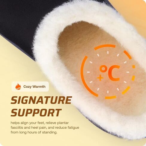 شباشب شتوية حرارية غامضة لتقويم العظام من VALSOLE للنساء والرجال - 220 كجم من التهاب اللفافة الأخمصية وأقدام مسطحة ودعم قوس عالٍ، أحذية مريحة من القطن للعمل في الهواء الطلق، تمتص الصدمات مع كل خطوة in Kuwait