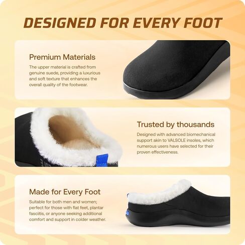شباشب شتوية حرارية غامضة لتقويم العظام من VALSOLE للنساء والرجال - 220 كجم من التهاب اللفافة الأخمصية وأقدام مسطحة ودعم قوس عالٍ، أحذية مريحة من القطن للعمل في الهواء الطلق، تمتص الصدمات مع كل خطوة in Kuwait