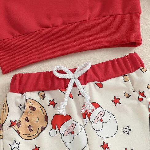 Amuver Toddler Baby Boy Christmas 2 Piece Outfits Long Sleeve Crew Neck Letter Embroidery Tops and Pants Clothes Set in Saudi Arabia