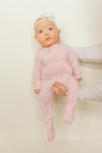بذلة Baby Footie من Stroller Society، بذلة طفلة، بذلة طفل رضيع، رومبير للأطفال، 0-3 أشهر، فيسكوز من الخيزران in Kuwait