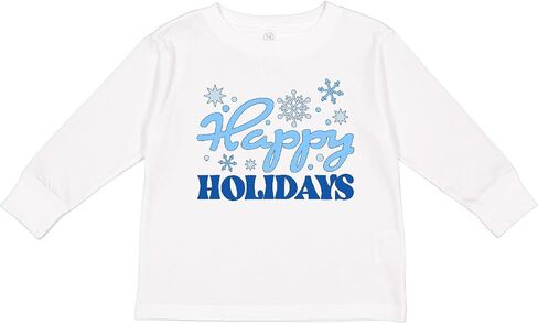 تي شيرت Inktastic Happy Holidays Blue Snowflakes للأطفال الصغار بأكمام طويلة in Kuwait