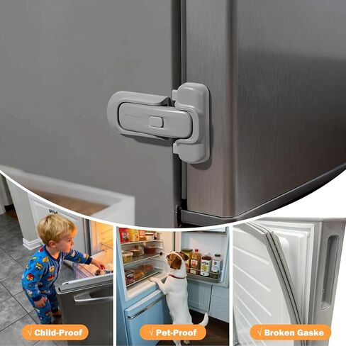 CLYMENE Child Proof Fridge Lock Auto-Locking Refrigerator Door Latch, White | No Keys or Straps, One-Hand Operation, Keeps Freezer Secure from Kids & Pets in Saudi Arabia