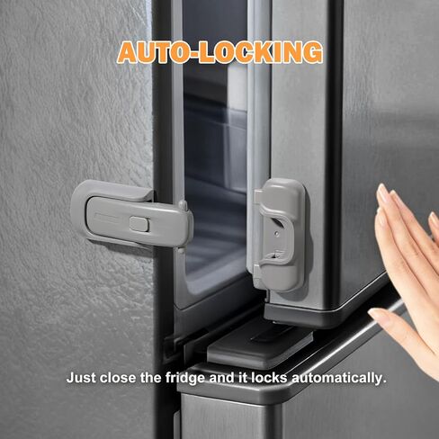 CLYMENE Child Proof Fridge Lock Auto-Locking Refrigerator Door Latch, White | No Keys or Straps, One-Hand Operation, Keeps Freezer Secure from Kids & Pets in Saudi Arabia