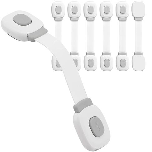 Cabinet Locks Baby Proofing（6 Pack）, Child Proof Cabinet Locks for Drawers, Fridge, Dishwasher, Toilet Seat, Cupboard, Oven with Strong Adhesive, Easy Installation, No Drilling, Grey in Saudi Arabia