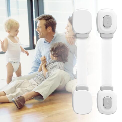 Cabinet Locks Baby Proofing（6 Pack）, Child Proof Cabinet Locks for Drawers, Fridge, Dishwasher, Toilet Seat, Cupboard, Oven with Strong Adhesive, Easy Installation, No Drilling, Grey in Saudi Arabia