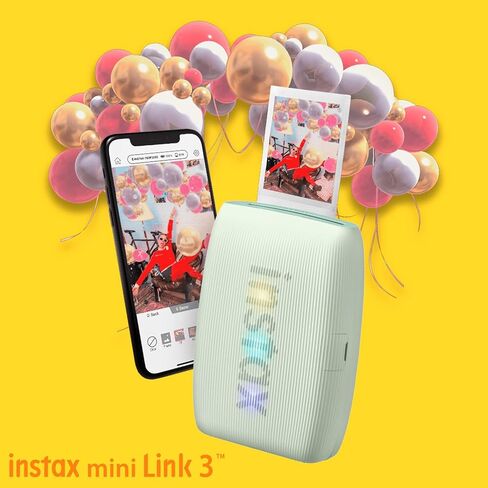 Fujifilm Instax Mini Link 3 Compact Smartphone Printer with Instax AiR Studio App (Sage Green) Bundle with Focus Camera Polaroid Film Kit and Fujifilm Instax Mini Twin Film Pack (2-Pack) (4 Items) in Saudi Arabia