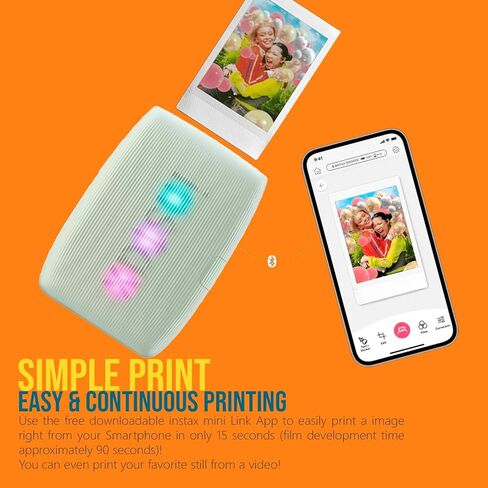 Fujifilm Instax Mini Link 3 Compact Smartphone Printer with Instax AiR Studio App (Sage Green) Bundle with Focus Camera Polaroid Film Kit and Fujifilm Instax Mini Twin Film Pack (2-Pack) (4 Items) in Saudi Arabia