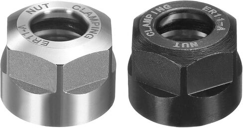 HARFINGTON 2pcs ER11-A(M14) نوع كوليت لقط الجوز مع فتحات التوازن الديناميكي 40Cr سبائك الصلب لآلة CNC تشاك مخرطة أدوات طحن حامل، أسود وفضي مشرق in Saudi Arabia