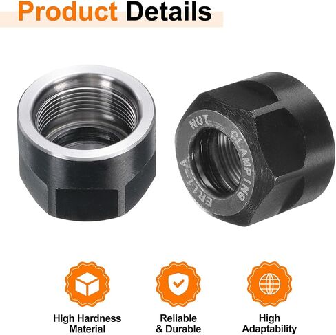 HARFINGTON 2pcs ER11-A(M14) نوع كوليت لقط الجوز مع فتحات التوازن الديناميكي 40Cr سبائك الصلب لآلة CNC تشاك مخرطة أدوات طحن حامل، أسود وفضي مشرق in Saudi Arabia