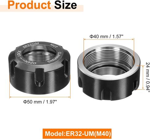 HARFINGTON ER32-UM(M40) نوع كوليت لقط الجوز مع فتحات التوازن الديناميكي 40Cr سبائك الصلب لآلة CNC حامل تشاك أدوات الطحن مخرطة، أسود in Saudi Arabia