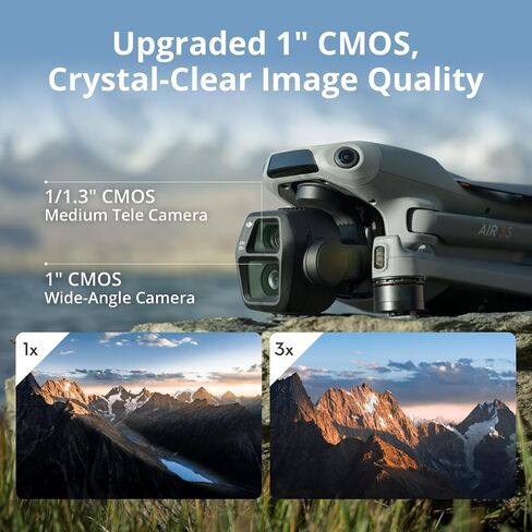 طائرة بدون طيار DJI Air 3S Fly More Combo (جهاز تحكم عن بعد بشاشة RC 2) مع كاميرا CMOS واسعة الزاوية ومتوسطة الحجم 1 بوصة، 4K/60 إطارًا في الثانية، مستشعر متعدد الاتجاهات، RTH الذكية و3 حزمة بطاريات مع ملحقات معدات ديكو in Kuwait
