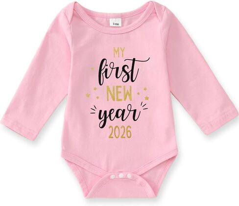 Ritatte My First New Year 2026 Romper for Infant Baby Girl Boy Long Sleeve Bodysuit Cute Newborn Onesie Fall One Piece outfit in Saudi Arabia