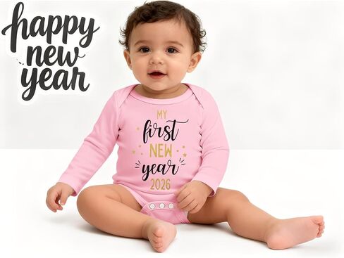 Ritatte My First New Year 2026 Romper for Infant Baby Girl Boy Long Sleeve Bodysuit Cute Newborn Onesie Fall One Piece outfit in Saudi Arabia