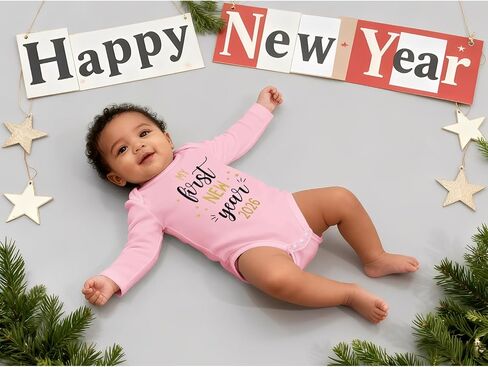 Ritatte My First New Year 2026 Romper for Infant Baby Girl Boy Long Sleeve Bodysuit Cute Newborn Onesie Fall One Piece outfit in Saudi Arabia