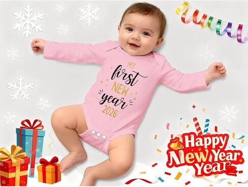 Ritatte My First New Year 2026 Romper for Infant Baby Girl Boy Long Sleeve Bodysuit Cute Newborn Onesie Fall One Piece outfit in Saudi Arabia