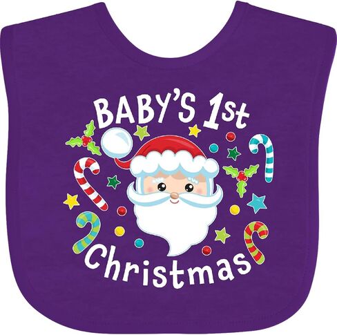 inktastic Baby's 1st Christmas Santa with Candy Canes Baby Bib in Saudi Arabia